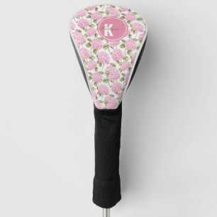 Elegantes rosa Hydragea-Blume Muster Monogramm Golf Headcover