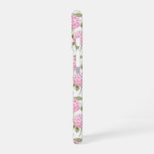 Elegantes rosa Hydragea-Blume Muster Monogramm iPhone 16 Hülle (Linke Seite)