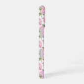 Elegantes rosa Hydragea-Blume Muster Monogramm iPhone 16 Hülle (Rechte Seite)