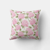 Elegantes rosa Hydragea-Blume Muster Monogramm Kissen (Rückseite)