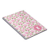 Elegantes rosa Hydragea-Blume Muster Monogramm Notizblock (Rechte Seite)