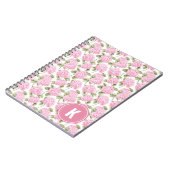 Elegantes rosa Hydragea-Blume Muster Monogramm Notizblock (Linke Seite)