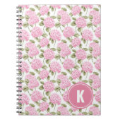 Elegantes rosa Hydragea-Blume Muster Monogramm Notizblock (Vorderseite)