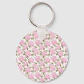 Elegantes rosa Hydragea-Blume Muster Monogramm Schlüsselanhänger (Rückseite)