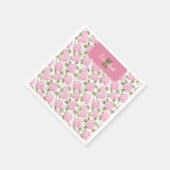 Elegantes rosa Hydragea-Blume Muster Monogramm Serviette (Ecke)