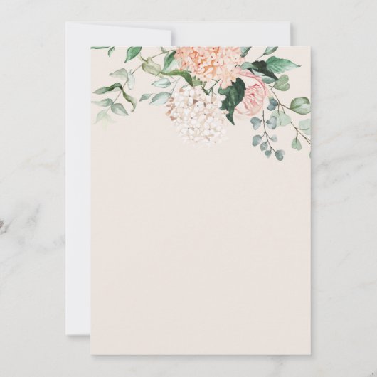 Elegantes rosa Hydrangea-Brautparty Einladung (Rückseite)