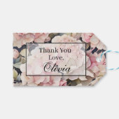 Elegantes, rosa Hydrangeas in Aquarellfarben Geschenkanhänger (Vorderseite (Horizontal))