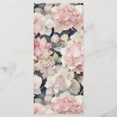 Elegantes, rosa Hydrangeas in Aquarellfarben Hochz Menükarte (Rückseite)