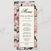 Elegantes, rosa Hydrangeas in Aquarellfarben Hochz Menükarte (Vorne/Hinten)