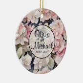 Elegantes, rosa Hydrangeas in Aquarellfarben Keramik Ornament (Rechts)