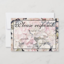 Elegantes, rosa Hydrangeas in Aquarellfarben RSVP Karte