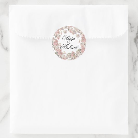 Elegantes, rosa Hydrangeas in Aquarellfarben Runder Aufkleber (Tasche)