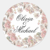 Elegantes, rosa Hydrangeas in Aquarellfarben Runder Aufkleber (Vorderseite)