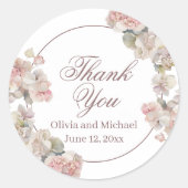 Elegantes, rosa Hydrangeas in Aquarellfarben Runder Aufkleber (Vorderseite)