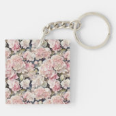 Elegantes, rosa Hydrangeas in Aquarellfarben Schlüsselanhänger (Rückseite)