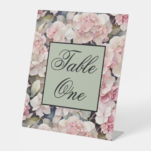 Elegantes, rosa Hydrangeas in Aquarellfarben Sockelschild (Vorderseite)