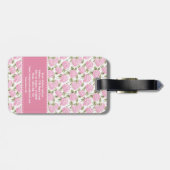 Elegantes rosa Hydrangeen-Blumen-Muster-Monogramm Gepäckanhänger (Rückseite horizontal)