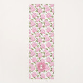 Elegantes rosa Hydrangeen-Blumen-Muster-Monogramm Yogamatte (Vorderseite)