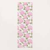Elegantes rosa Hydrangeen-Blumen-Muster-Monogramm Yogamatte (Rückseite)