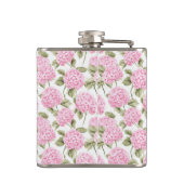 Elegantes rosa Hydrangeen-Blumenmuster-Monogramm Flachmann (Rückseite)