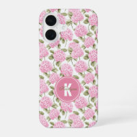 Elegantes rosa Hydrangeen-Blumenmuster-Monogramm