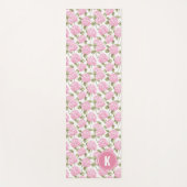 Elegantes rosa Hydrangeen-Blumenmuster-Monogramm Yogamatte (Vorderseite)