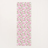 Elegantes rosa Hydrangeen-Blumenmuster-Monogramm Yogamatte (Rückseite)