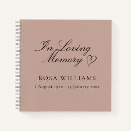 Elegantes Rosa im Gästebuch zur Gedächtnisbeerdigu Notizblock