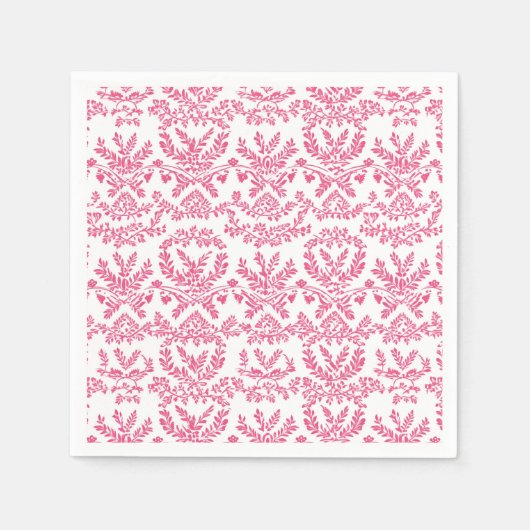 Elegantes rosa indisches Blumenmuster Serviette (Vorderseite)