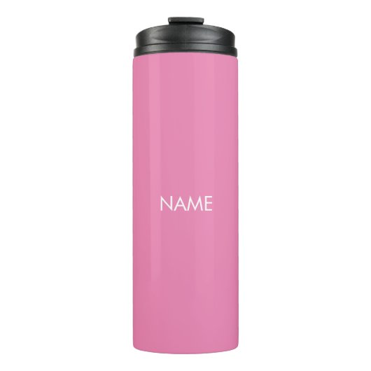 Elegantes rosa individuelle Name-Text-Monogramm mo Thermosbecher (Vorderseite)