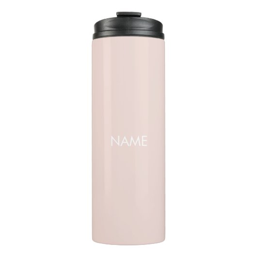 Elegantes Rosa-individuelle Name-Text-Monogramm Thermosbecher (Vorderseite)