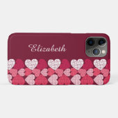 Elegantes rosa Jigsaw Puzzle Herzmuster Name Case-Mate iPhone Hülle (Rückseite (Horizontal))
