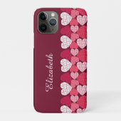 Elegantes rosa Jigsaw Puzzle Herzmuster Name Case-Mate iPhone Hülle (Rückseite)