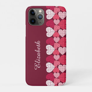 Elegantes rosa Jigsaw Puzzle Herzmuster Name Case-Mate iPhone Hülle