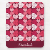 Elegantes rosa Jigsaw Puzzle Herzmuster Name Mousepad (Vorne)