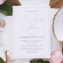 Elegantes rosa Kalligrafie Formelles Brautparty Einladung