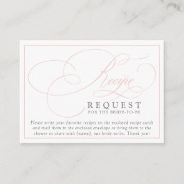 Elegantes rosa Kalligrafie Rezept für die Braut Begleitkarte