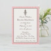 Elegantes Rosa Kariert Einladung (Stehend Vorderseite)