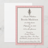 Elegantes Rosa Kariert Einladung (Vorne/Hinten)