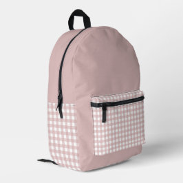 Elegantes, rosa Kariertes Muster Bedruckter Rucksack