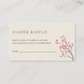 Elegantes rosa Kirschblossom Diaper Raffle Ticket Begleitkarte (Vorderseite)