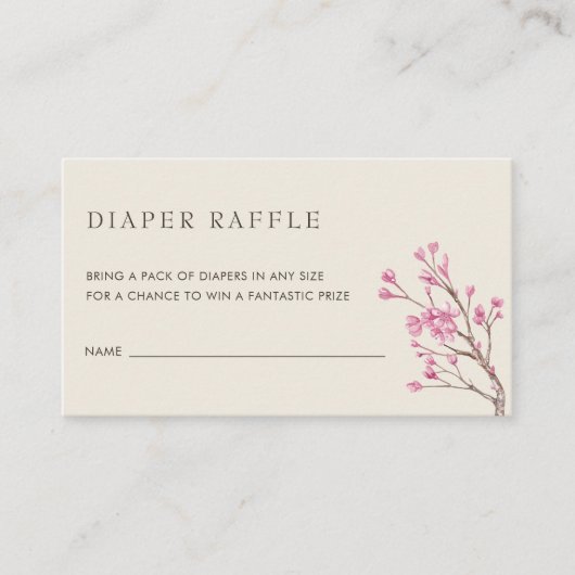 Elegantes rosa Kirschblossom Diaper Raffle Ticket Begleitkarte (Vorderseite)