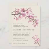 Elegantes rosa Kirschblossom Tod Jahrestag Einladung (Vorne/Hinten)