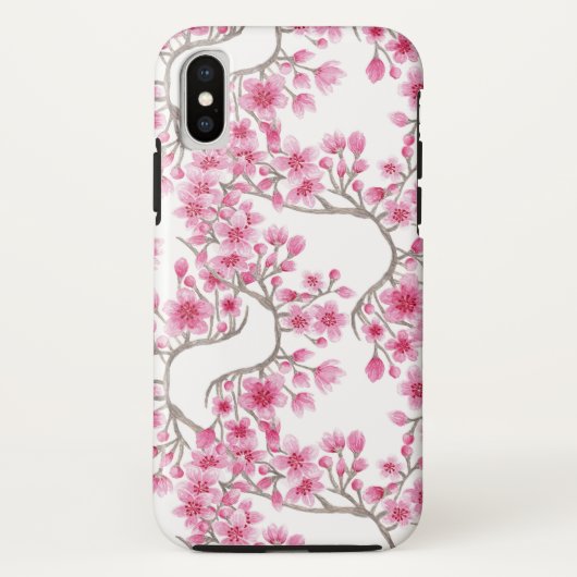 Elegantes rosa Kirschblossom Wasserfarben Case-Mate iPhone Hülle (Rückseite)