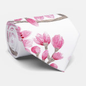Elegantes rosa Kirschblossom Wasserfarben Krawatte (Gerollt)