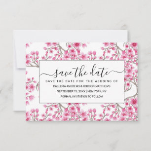 Elegantes rosa Kirschblossom Wasserfarben Save The Date