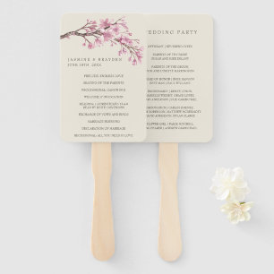 Elegantes rosa Kirschblüten-Hochzeitsprogramm Fächer