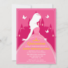 Elegantes rosa Kleid Quinceañera Geburtstag Einladung