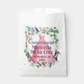 Elegantes rosa Kleidungsdesign Quinceanera Geschenktütchen (Vorderseite)