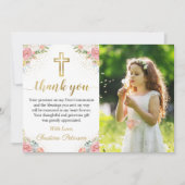 Elegantes rosa Korallenflor 1. Foto der Heiligen K Dankeskarte (Vorderseite)